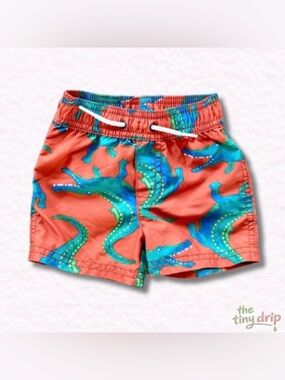 George Coral Kids Swim Trunks with Octopus Print (Size 12m)